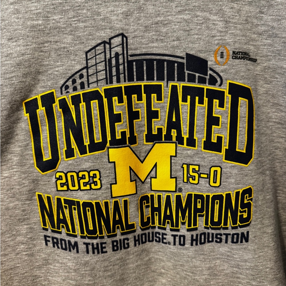 Fanatics Gray Yellow Black Michigan "Undefeated" National Champions Crewneck